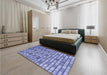 Patterned Slate Blue Rug in a Bedroom, pat1227blu