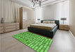 Patterned Green Rug in a Bedroom, pat1227grn