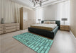 Patterned Medium Turquoise Green Rug in a Bedroom, pat1227lblu