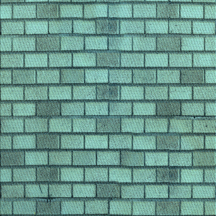 Patterned Medium Turquoise Green Rug, pat1227lblu