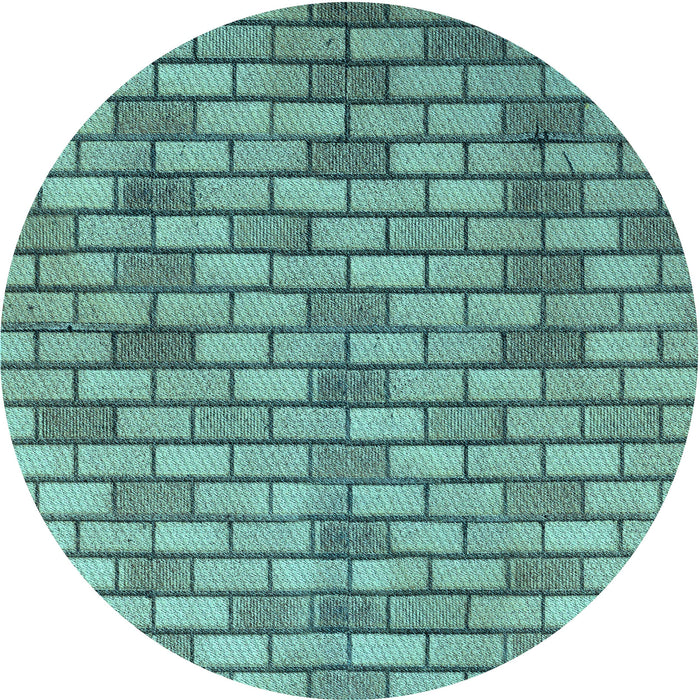 Square Patterned Medium Turquoise Green Rug, pat1227lblu