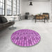 Round Patterned Orchid Purple Rug in a Office, pat1227pur