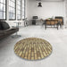 Round Patterned Reddish Brown Novelty Rug in a Office, pat1227