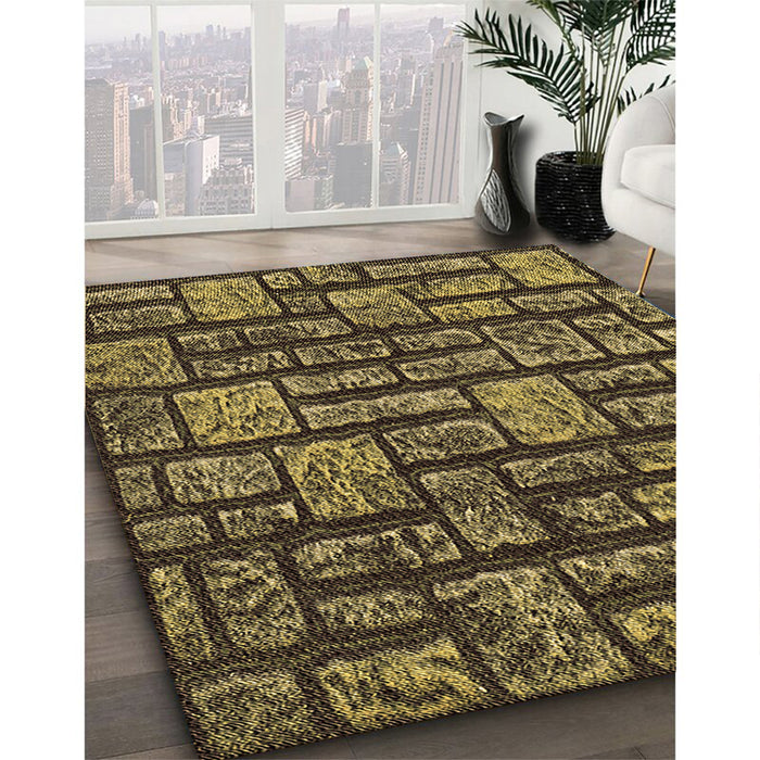 Machine Washable Transitional Caramel Brown Rug in a Family Room, wshpat1228brn