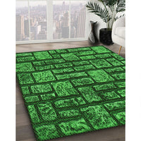 Patterned Deep Emerald Green Rug, pat1228grn