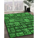 Patterned Deep Emerald Green Rug in Family Room, pat1228grn