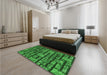 Patterned Deep Emerald Green Rug in a Bedroom, pat1228grn