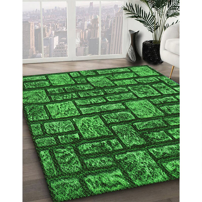 Machine Washable Transitional Deep Emerald Green Rug in a Family Room, wshpat1228grn