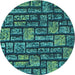 Square Patterned Deep-Sea Blue Rug, pat1228lblu