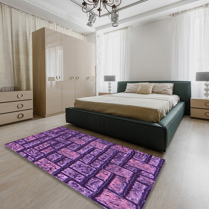 Patterned Purple Rug in a Bedroom, pat1228pur