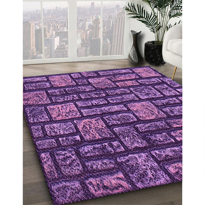 Patterned Purple Rug in Family Room, pat1228pur