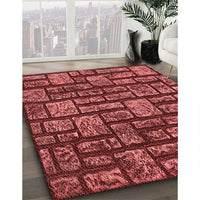 Patterned Cranberry Red Rug, pat1228rd