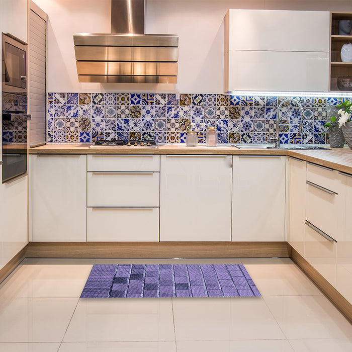 Patterned Deep Periwinkle Purple Rug in a Kitchen, pat1229blu