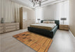 Patterned Mahogany Brown Rug in a Bedroom, pat1229brn