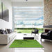 Square Patterned Seaweed Green Rug in a Living Room, pat1229grn