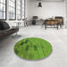 Round Patterned Seaweed Green Rug in a Office, pat1229grn