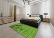 Patterned Seaweed Green Rug in a Bedroom, pat1229grn