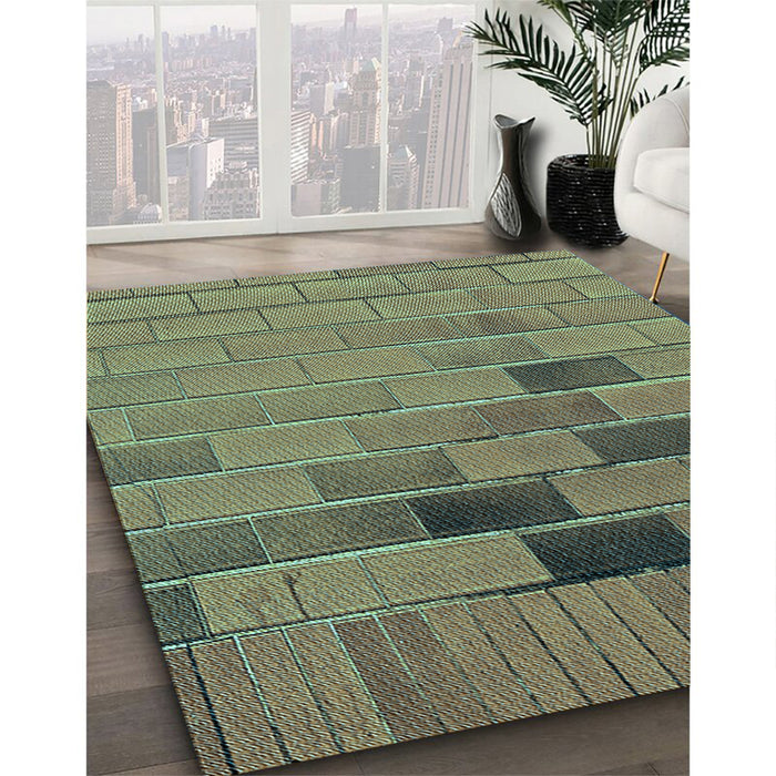 Machine Washable Transitional Dollar Bill Green Rug in a Family Room, wshpat1229lblu