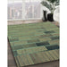 Patterned Dollar Bill Green Rug in Family Room, pat1229lblu