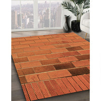 Patterned Neon Orange Rug, pat1229org