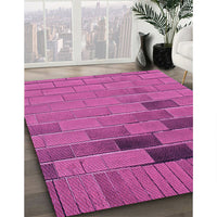 Patterned Medium Violet Red Pink Rug, pat1229pur