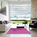 Square Patterned Medium Violet Red Pink Rug in a Living Room, pat1229pur