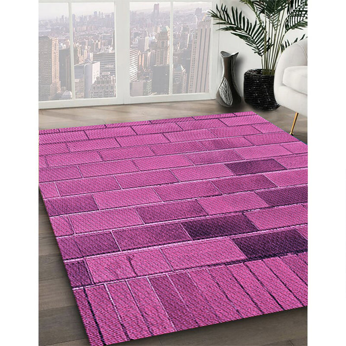 Machine Washable Transitional Medium Violet Red Pink Rug in a Family Room, wshpat1229pur