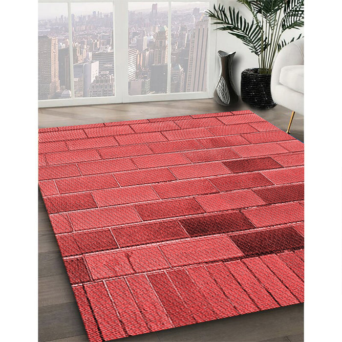Patterned Red Rug in Family Room, pat1229rd