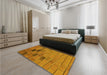 Patterned Mahogany Brown Rug in a Bedroom, pat1229yw