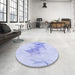 Round Patterned Lavender Blue Rug in a Office, pat123blu