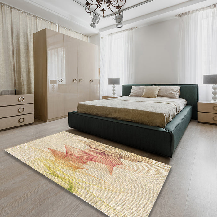 Patterned Golden Blonde Gold Rug in a Bedroom, pat123brn
