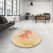 Round Patterned Golden Blonde Gold Rug in a Office, pat123org