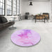 Round Patterned Purple Rug in a Office, pat123pur