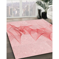 Patterned Pastel Red Pink Rug, pat123rd