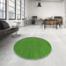 Round Patterned Apple Green Rug in a Office, pat1230grn