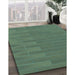 Machine Washable Transitional Medium Forest Green Rug in a Family Room, wshpat1230lblu