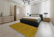 Patterned Orange Gold Rug in a Bedroom, pat1230yw