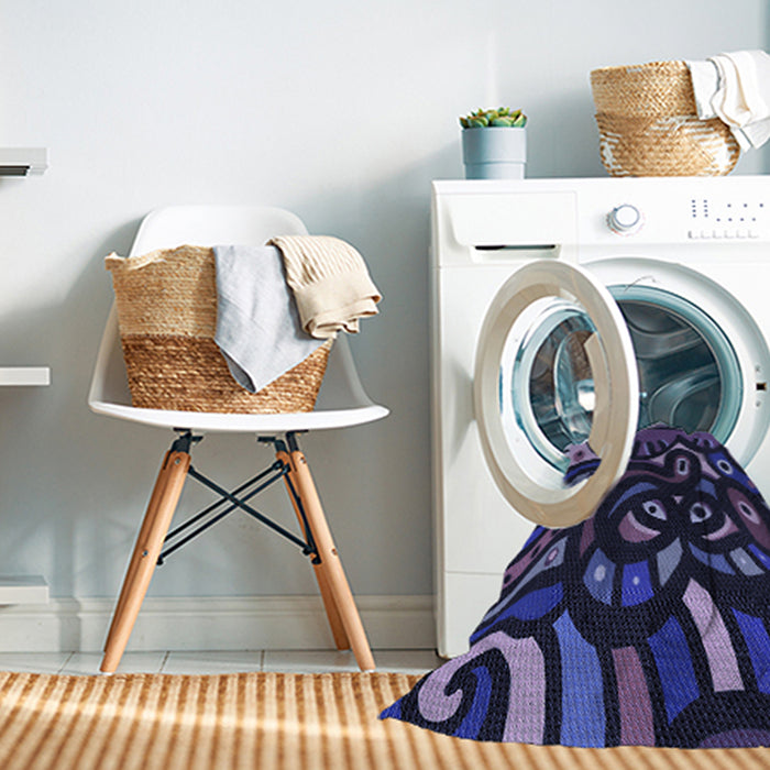 Machine Washable Transitional Night Blue Rug in a Washing Machine, wshpat1231blu