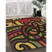 Machine Washable Transitional Night Red Rug in a Family Room, wshpat1231brn