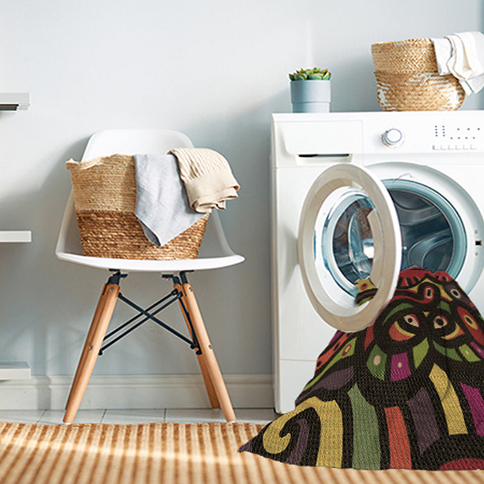 Machine Washable Transitional Night Red Rug in a Washing Machine, wshpat1231brn