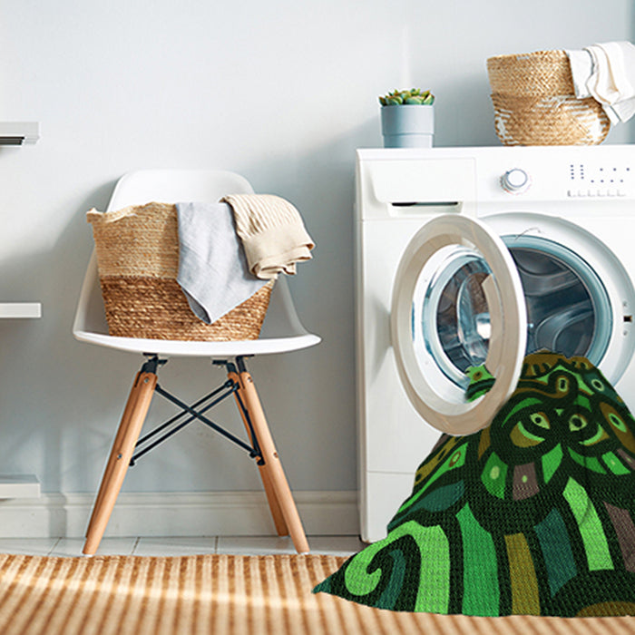 Machine Washable Transitional Dark Lime Green Rug in a Washing Machine, wshpat1231grn