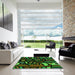 Machine Washable Transitional Dark Lime Green Rug in a Kitchen, wshpat1231grn