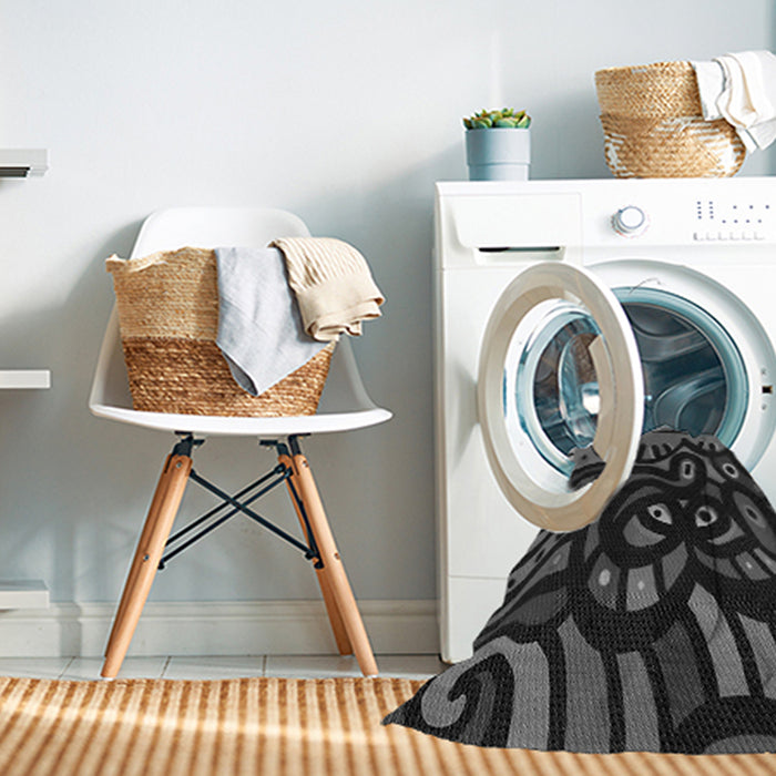 Machine Washable Transitional Midnight Gray Rug in a Washing Machine, wshpat1231gry