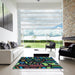 Machine Washable Transitional Charcoal Black Rug in a Kitchen, wshpat1231lblu