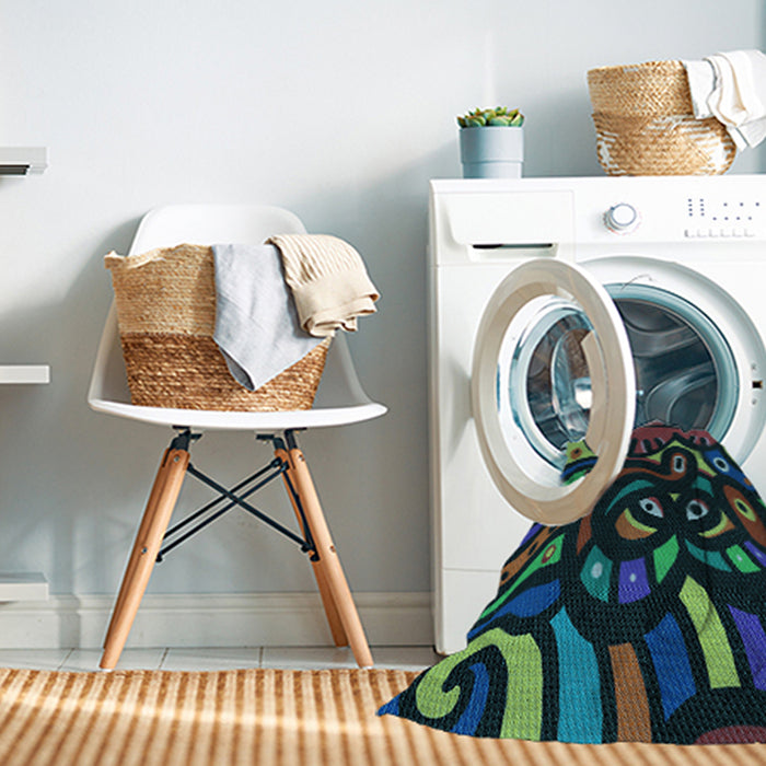 Machine Washable Transitional Charcoal Black Rug in a Washing Machine, wshpat1231lblu