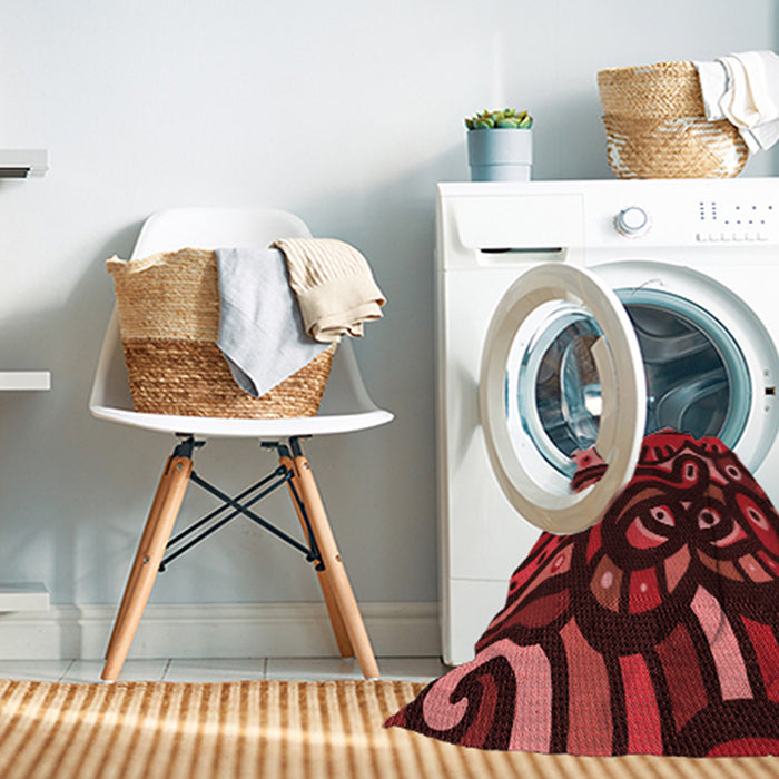 Machine Washable Transitional Dark Red Rug in a Washing Machine, wshpat1231rd