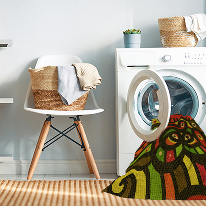 Machine Washable Transitional Dark Yellow Green Rug in a Washing Machine, wshpat1231yw