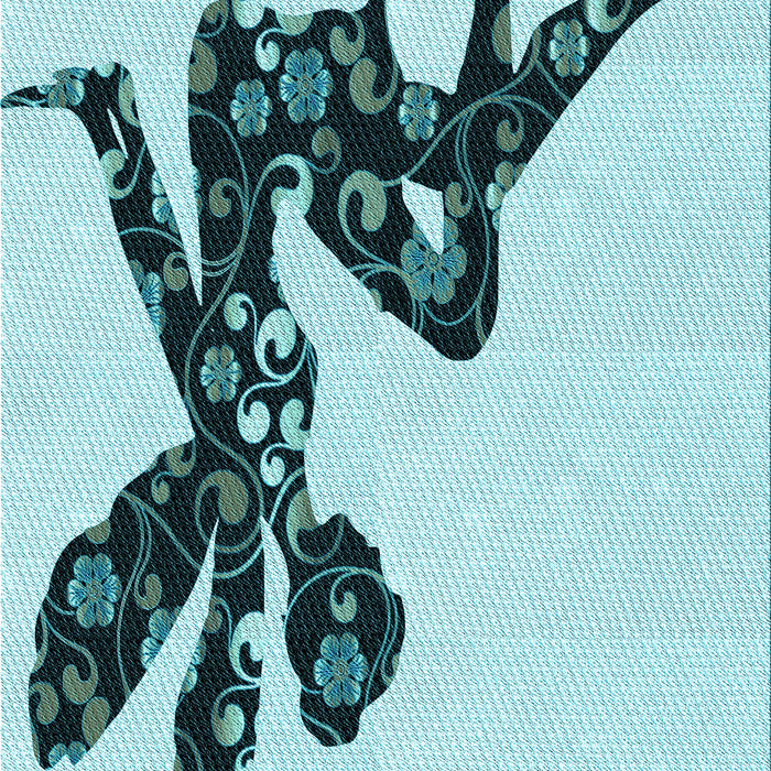 Patterned Deep-Sea Green Rug, pat1232lblu