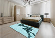 Patterned Deep-Sea Green Rug in a Bedroom, pat1232lblu