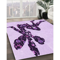 Patterned Purple Flower Purple Rug, pat1232pur